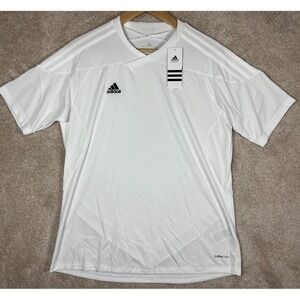 Y2K Adidas ClimaCool White L Athletic Soccer Jersey Women Top‎ NWT TIRO 11 Retro
